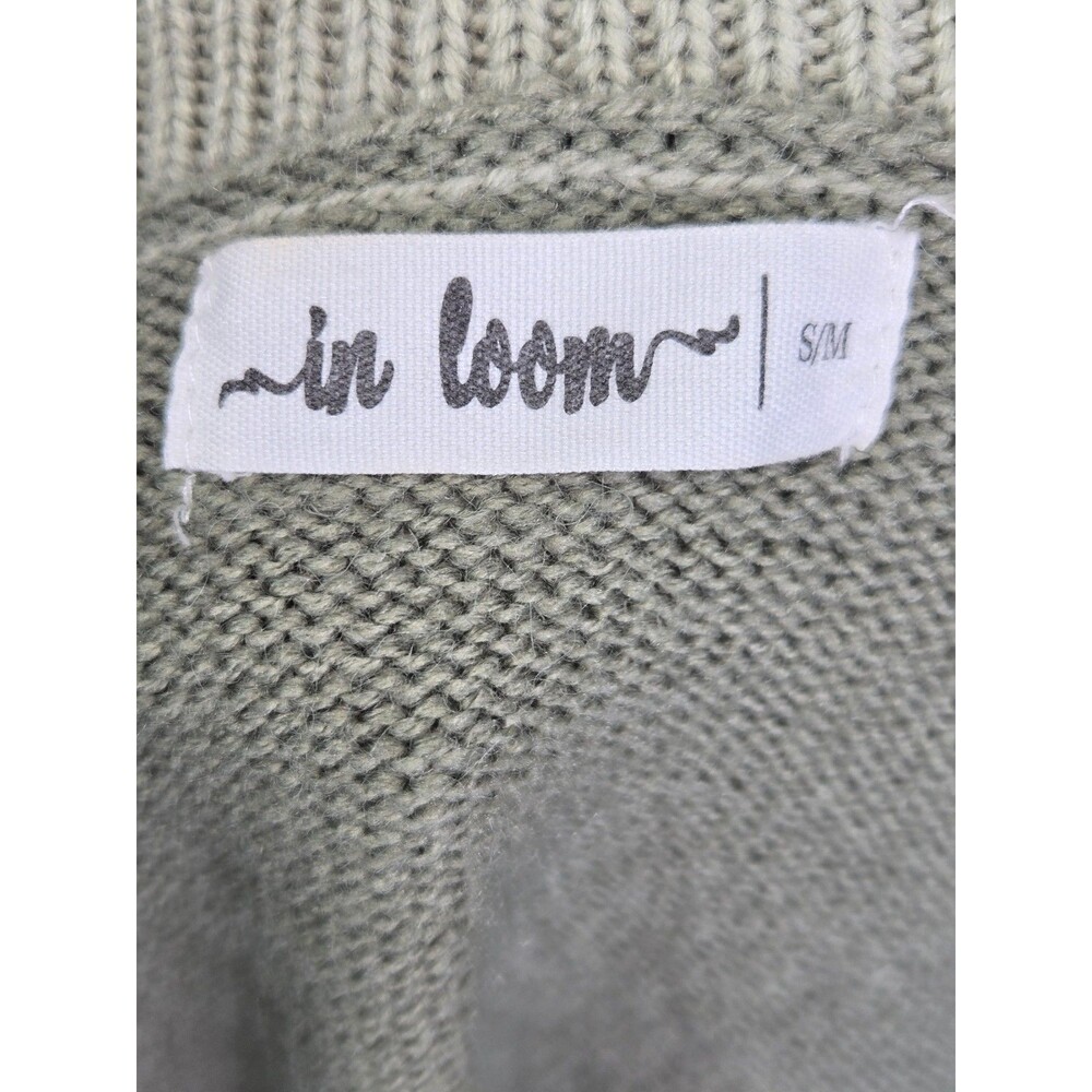 Women's Colorblock Knit Cropped Cardigan S/M Button Boho Chunky Sage Green - Picture 5 of 10
